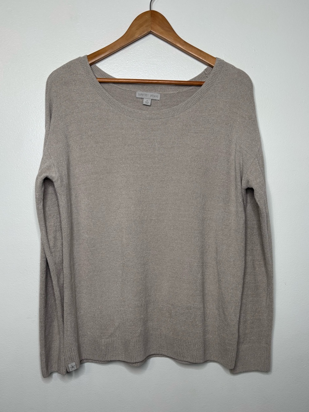 Barefoot Dreams Slouchy Pullover Sweater Tan Size Small